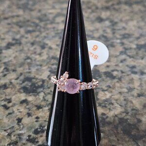 Bomb Party RBP5534 “Clustered Gems” Purple Kunzite Fused w/Genuine Quartz Sz 6